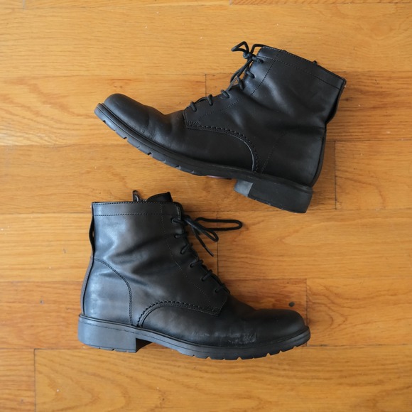 Camper Shoes - Camper Mil Lace Up Ankle Boots Womens Black Leather Side Zip Goth Grunge Size 39